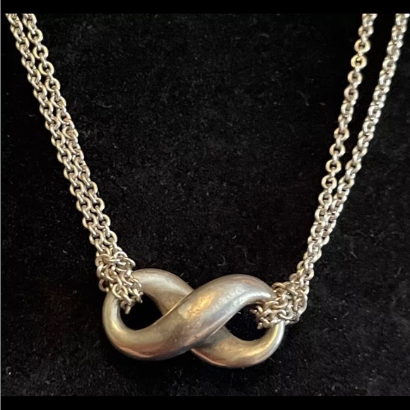 Vintage Tiffany & Co Sterling Silver 925 Infinity Pendant Double Strand Necklace